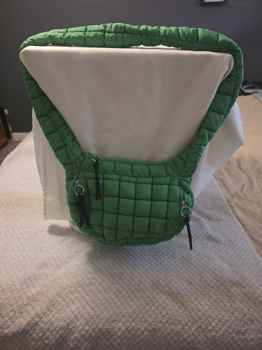 Free People Mivement Quilted Green Shoulder Bag